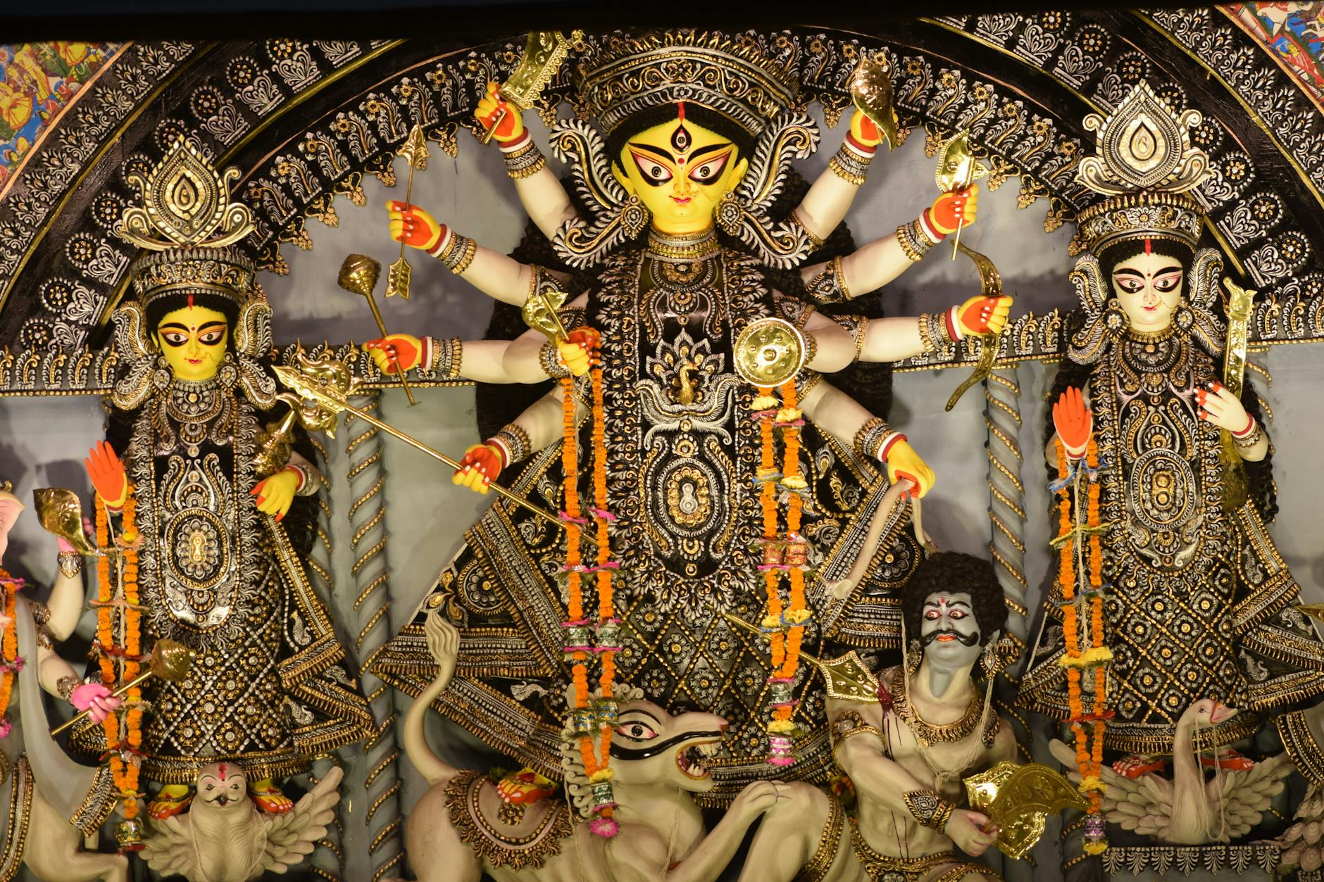 close up photo of hindu goddess durga puja