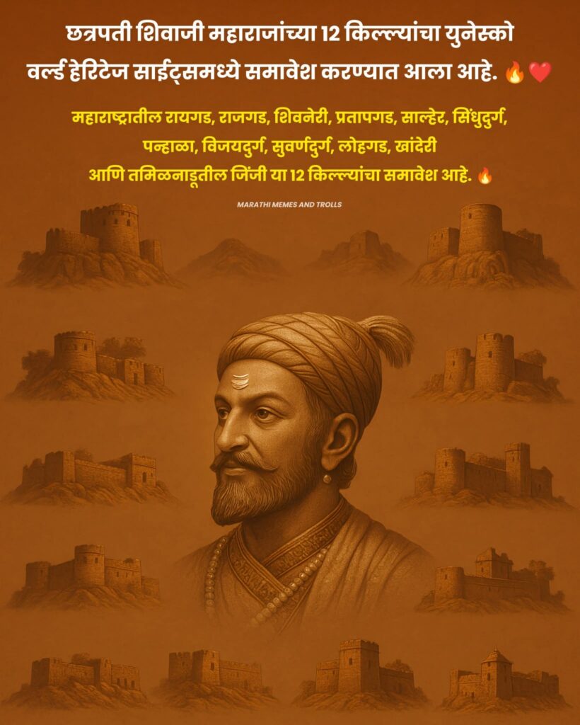 शिवारायांचे 12 किल्ले युनेस्कोनें जागतिक वारसा जाहीर केलें
